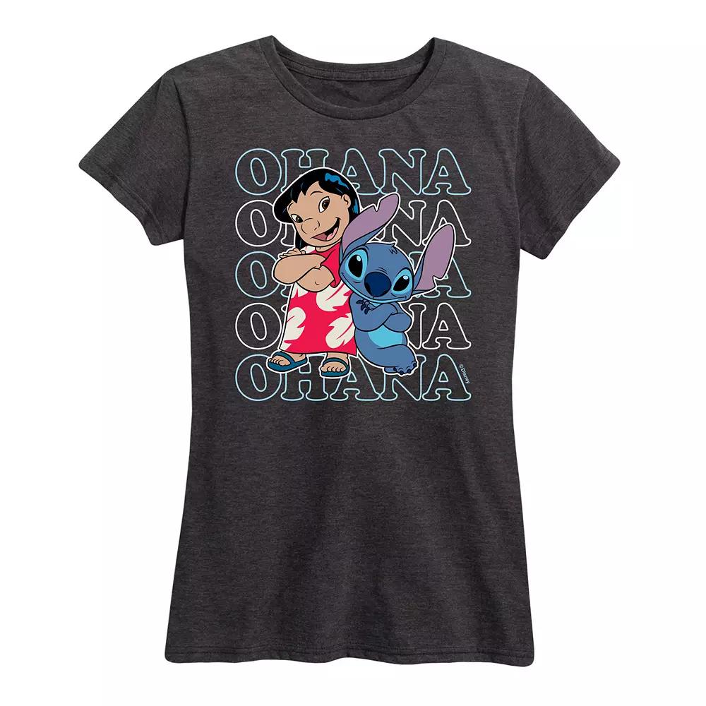 Disney's Lilo & Stitch Women's Ohana Repeated Graphic Tee,  Product Image