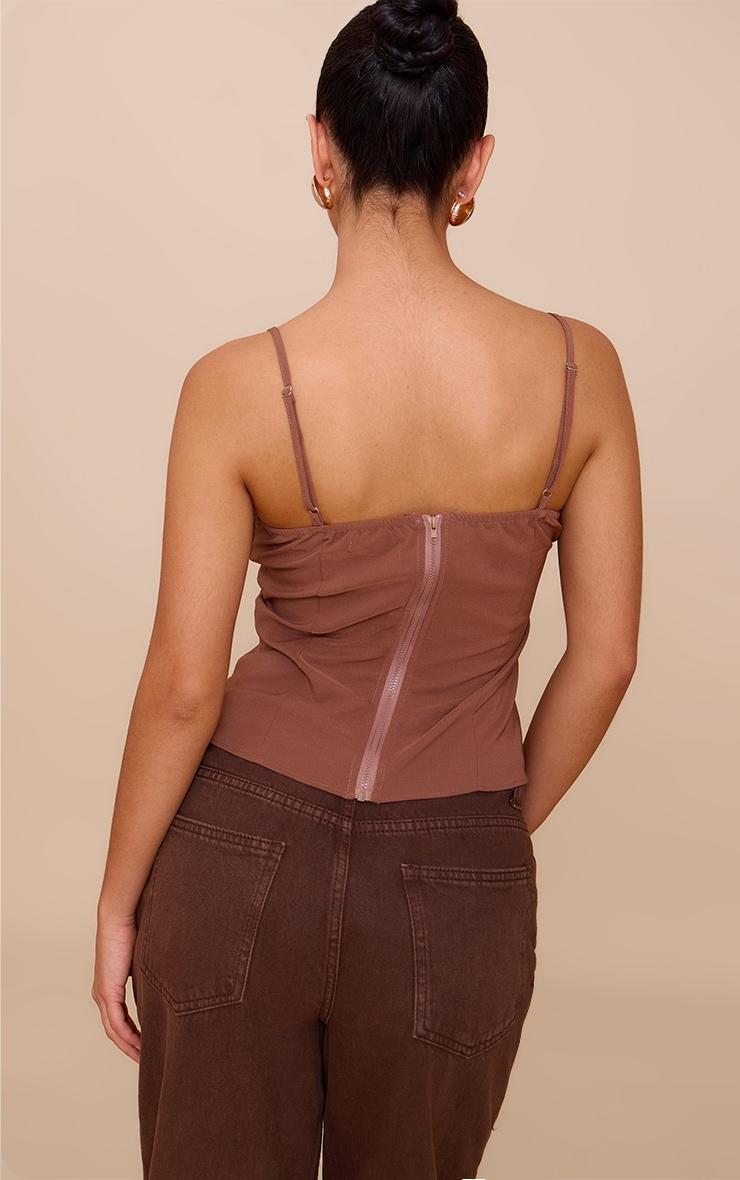 Brown Matte Satin Bust Detail Cami Product Image