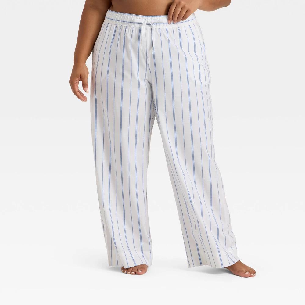 Women's Striped Cotton Blend Pajama Pants - Auden™ Light White 4X Product Image