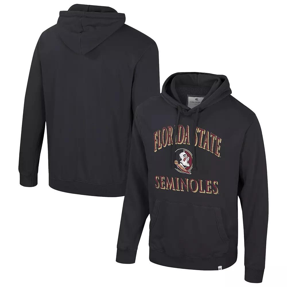 Men's Colosseum Black Florida State Seminoles Big & Tall Cap E-Tan Pullover Hoodie,  Product Image