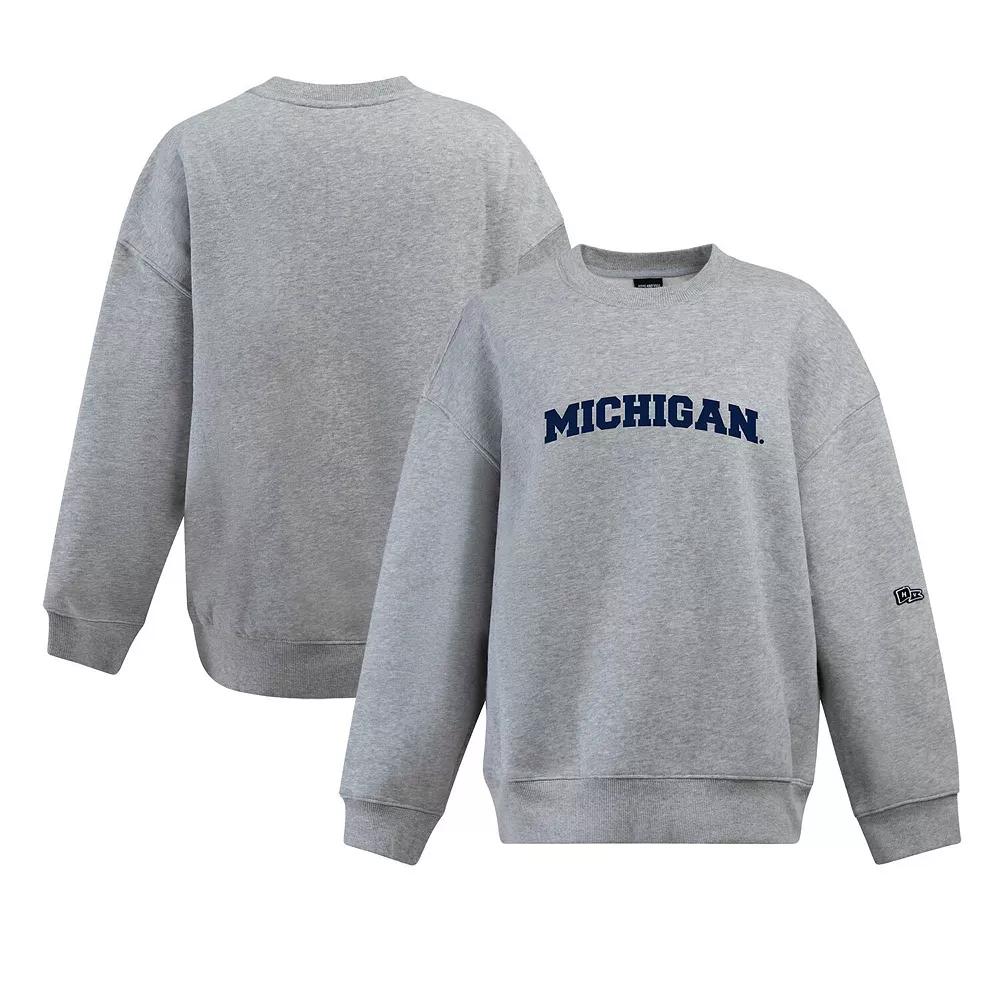 Women's Hype and Vice Heather Gray Michigan Wolverines Offside Pullover Sweatshirt, Size: Small, Grey Product Image