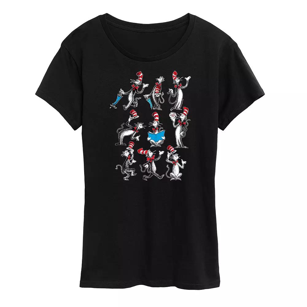 Women's Dr. Seuss Cat Hat Grid Graphic Tee,  Product Image