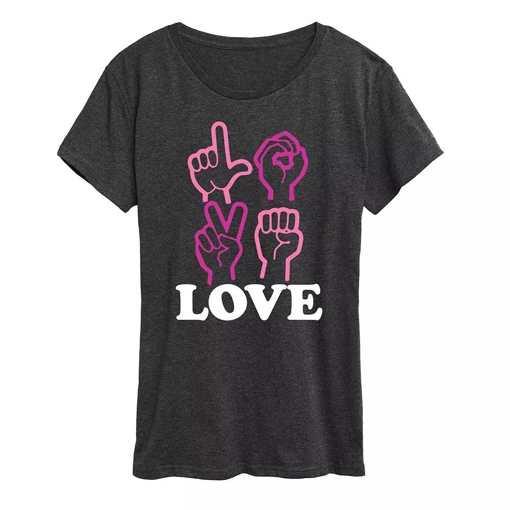 Plus Love Sign Language Graphic Tee, Women's,  Product Image