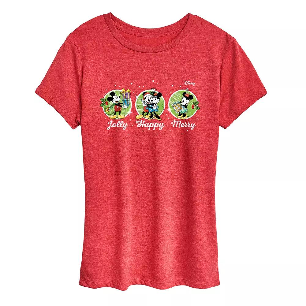 Disney's Mickey & Minnie Mouse Women's Jolly Happy Merry Graphic Tee,  Product Image