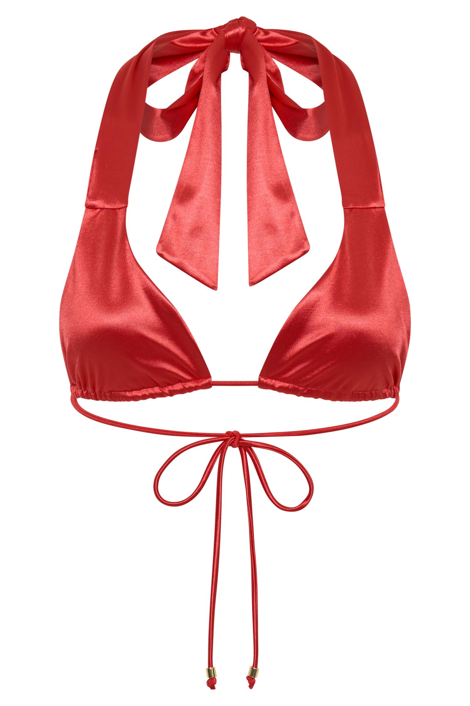 Danika Satin Knot Bikini Top - Pomegranate Product Image