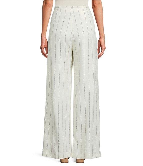 BOSS by Hugo Boss Coordinating Tiana Linen Blend Pinstripe Wide Leg Pleated Trouser Product Image