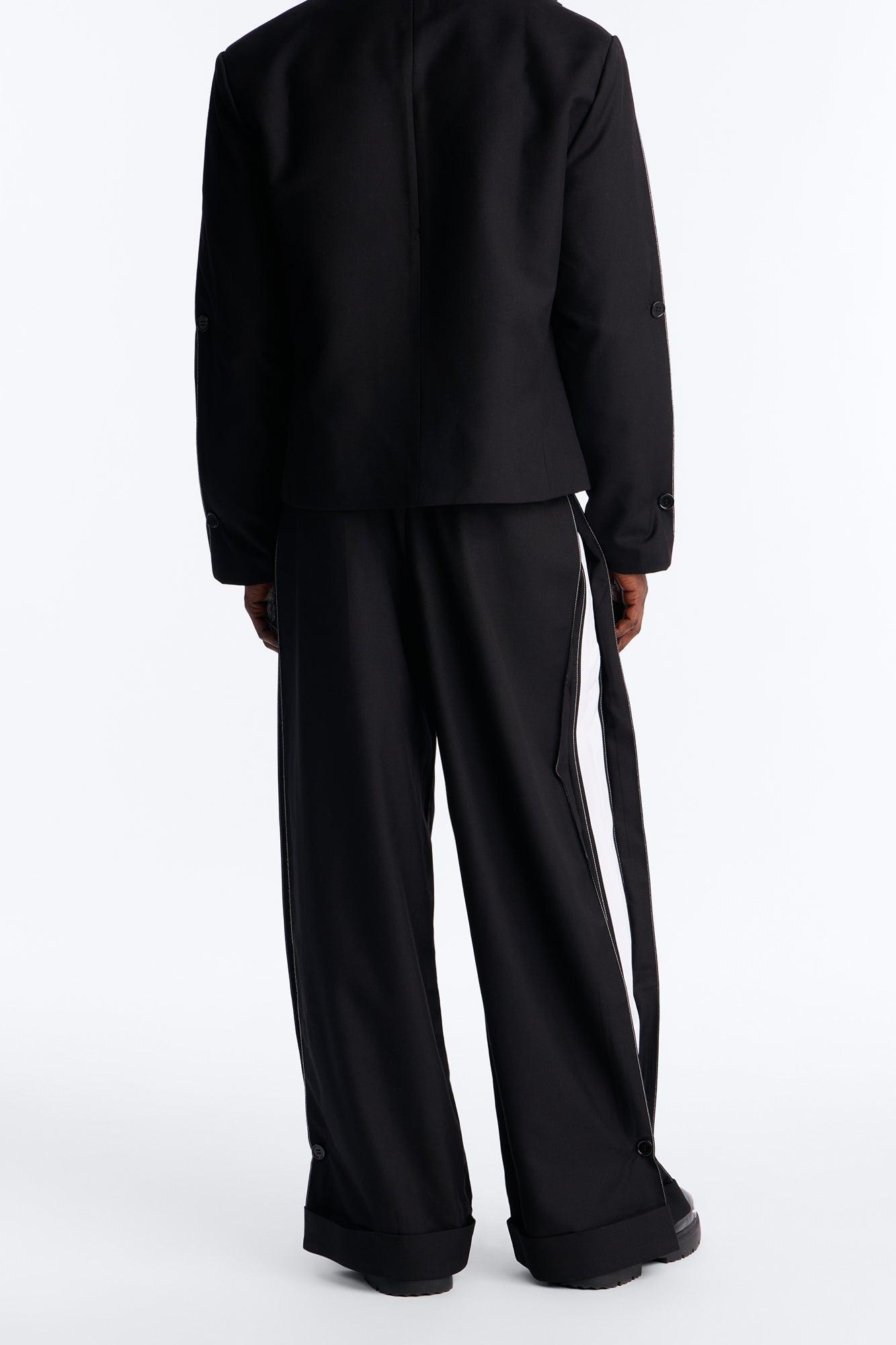 Wide Leg New Age Cuffed Tuxedo Trouser - Black Male Product Image