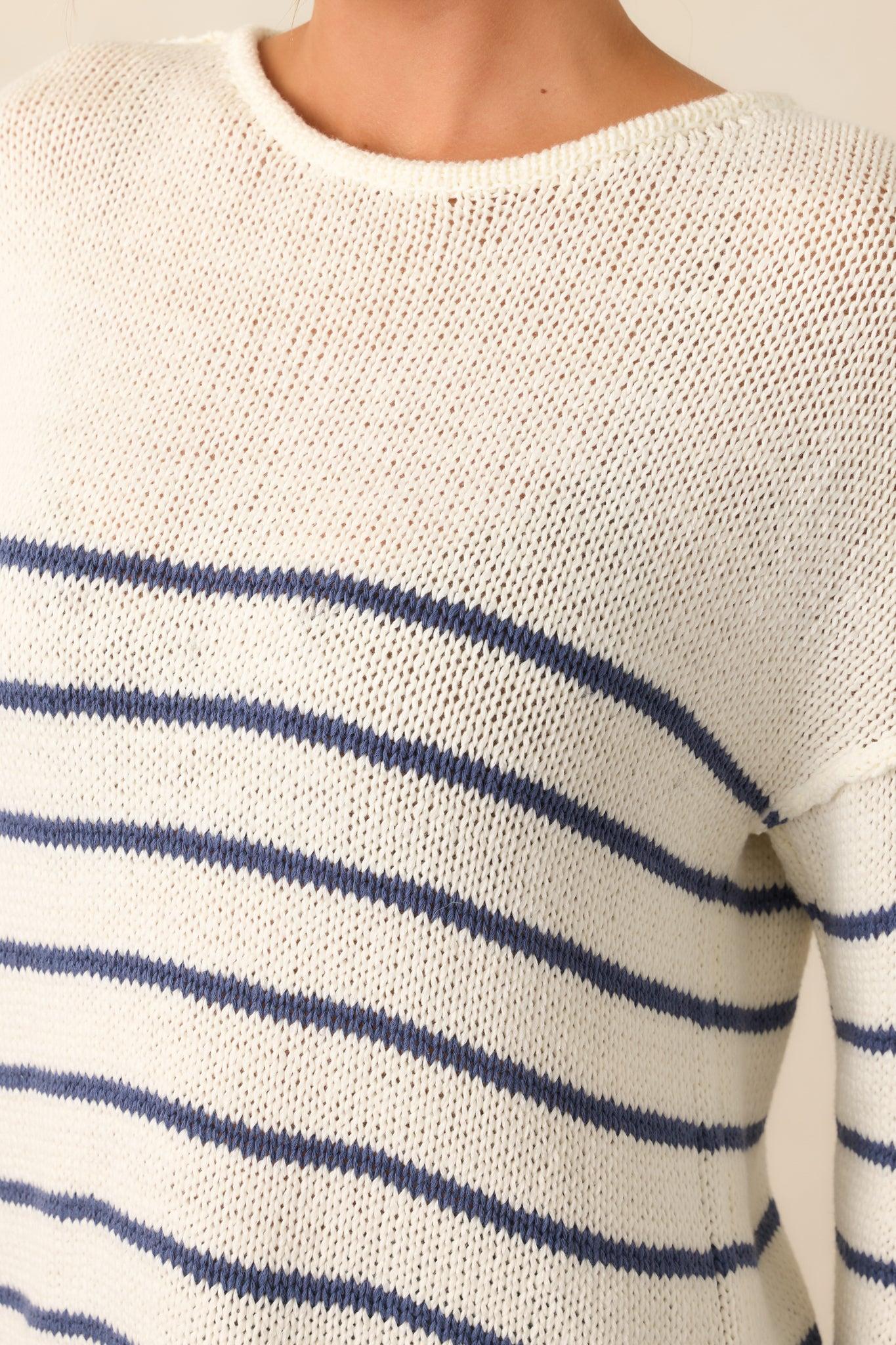Sailboat At Sunset Ivory Lightweight Knit Stripe Sweater Product Image