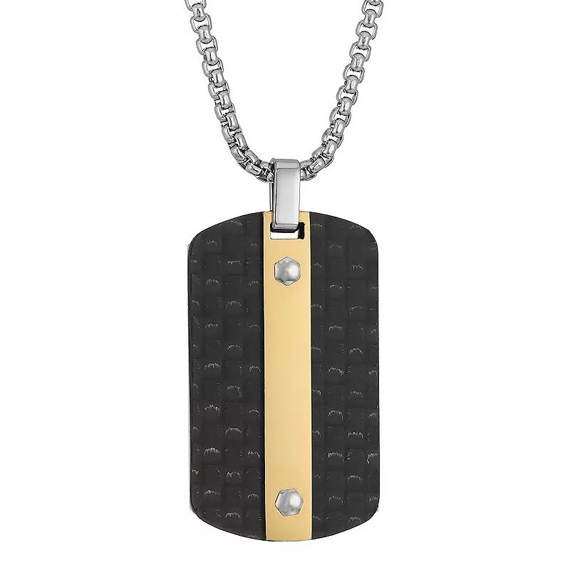 Men's LYNX Gold Tone Stainless Steel Dog Tag Pendant Necklace, Size: 24", Two Tone Product Image