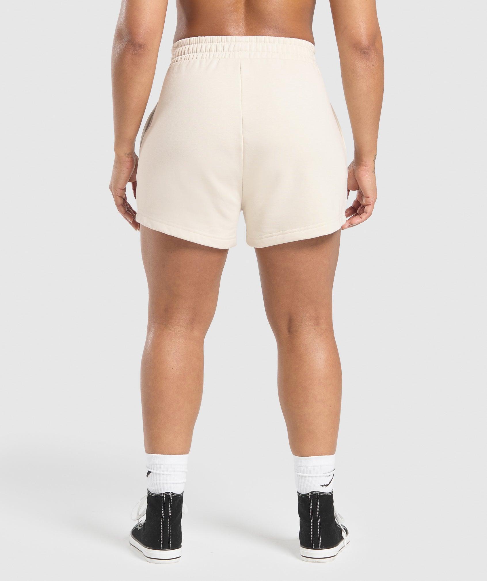 Gymshark Lifting Essentials Graphic Brushed 4' Shorts - Oat White Female Product Image