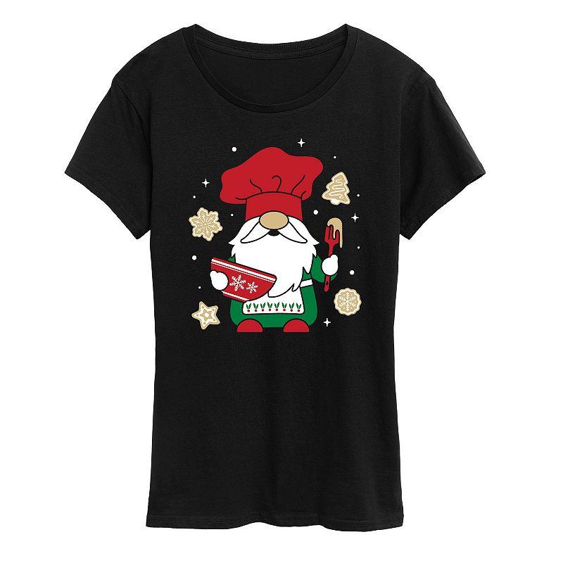 Women's Christmas Baking Gnome Graphic Tee, Girl's,  Product Image