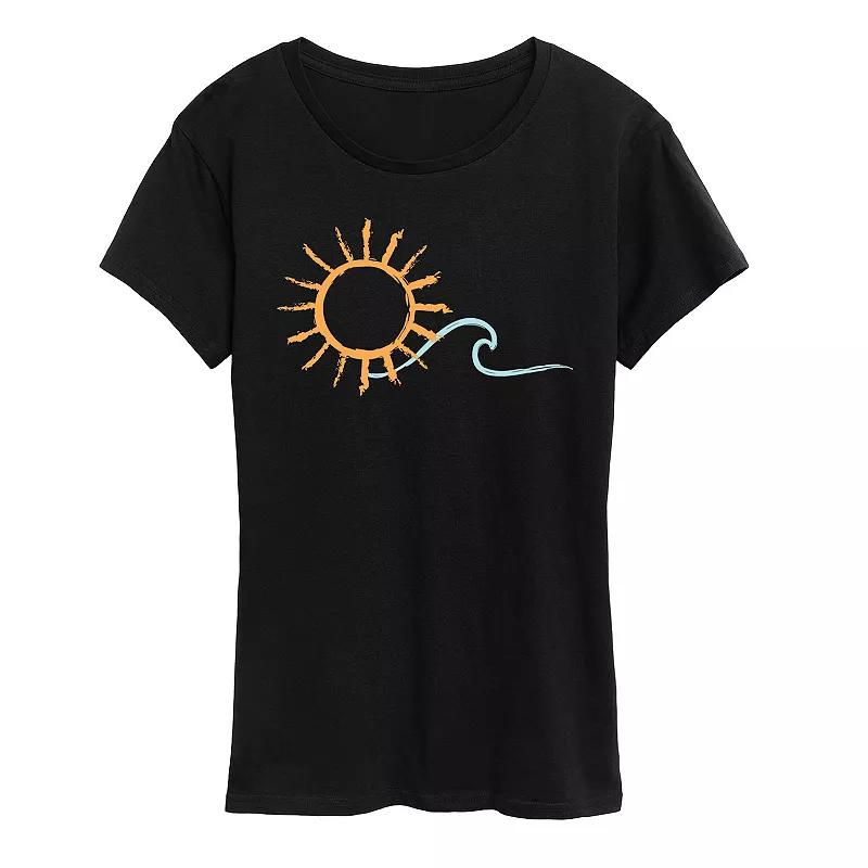 Women's Brushstroke Sun And Wave Graphic Tee,  Product Image
