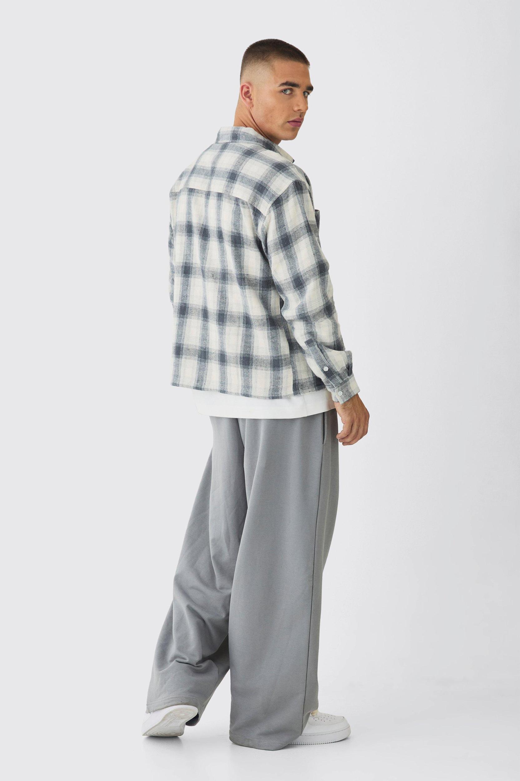 Oversized Pocket Detail Flannel Shirt Jacket | boohooMAN USA Product Image