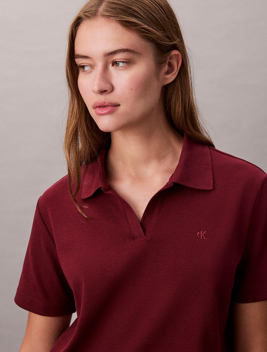 Cotton Contour Rib Polo Tee Product Image