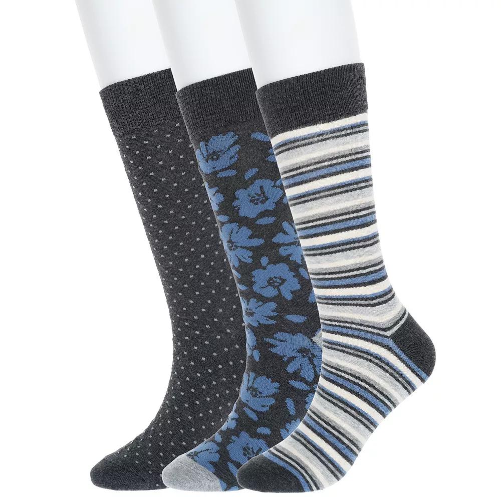 Men's Sonoma Goods For Life® 3-pack Patterned Dress Socks, Blue Grey Floral Product Image