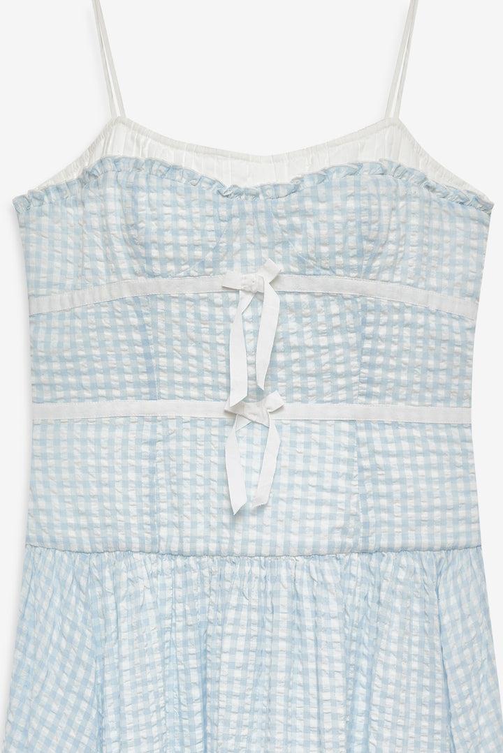 Georgia Gingham Midi Dress — Blue Product Image