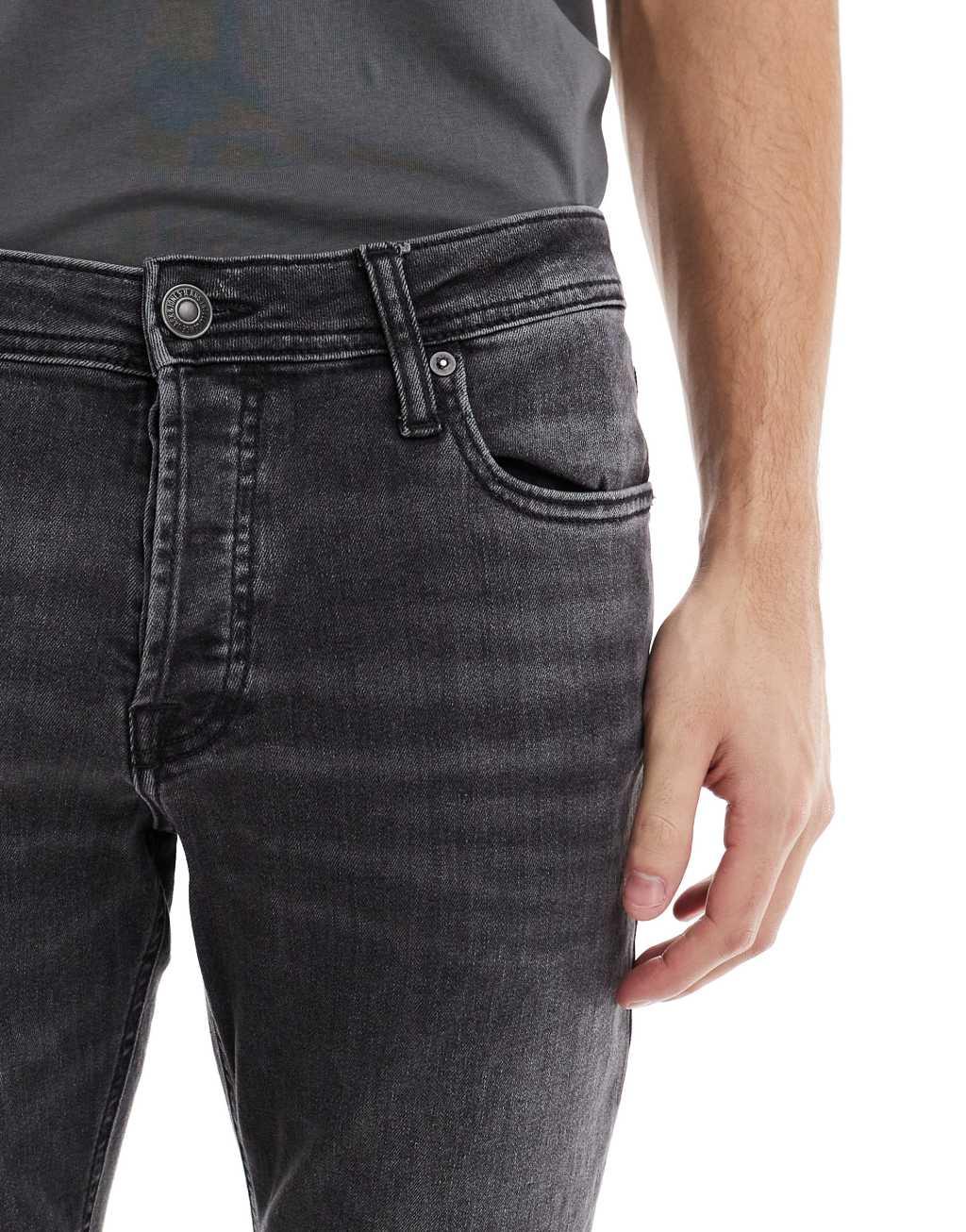 Jack & Jones Intelligence Glenn slim tapered fit jeans in black wash  Product Image