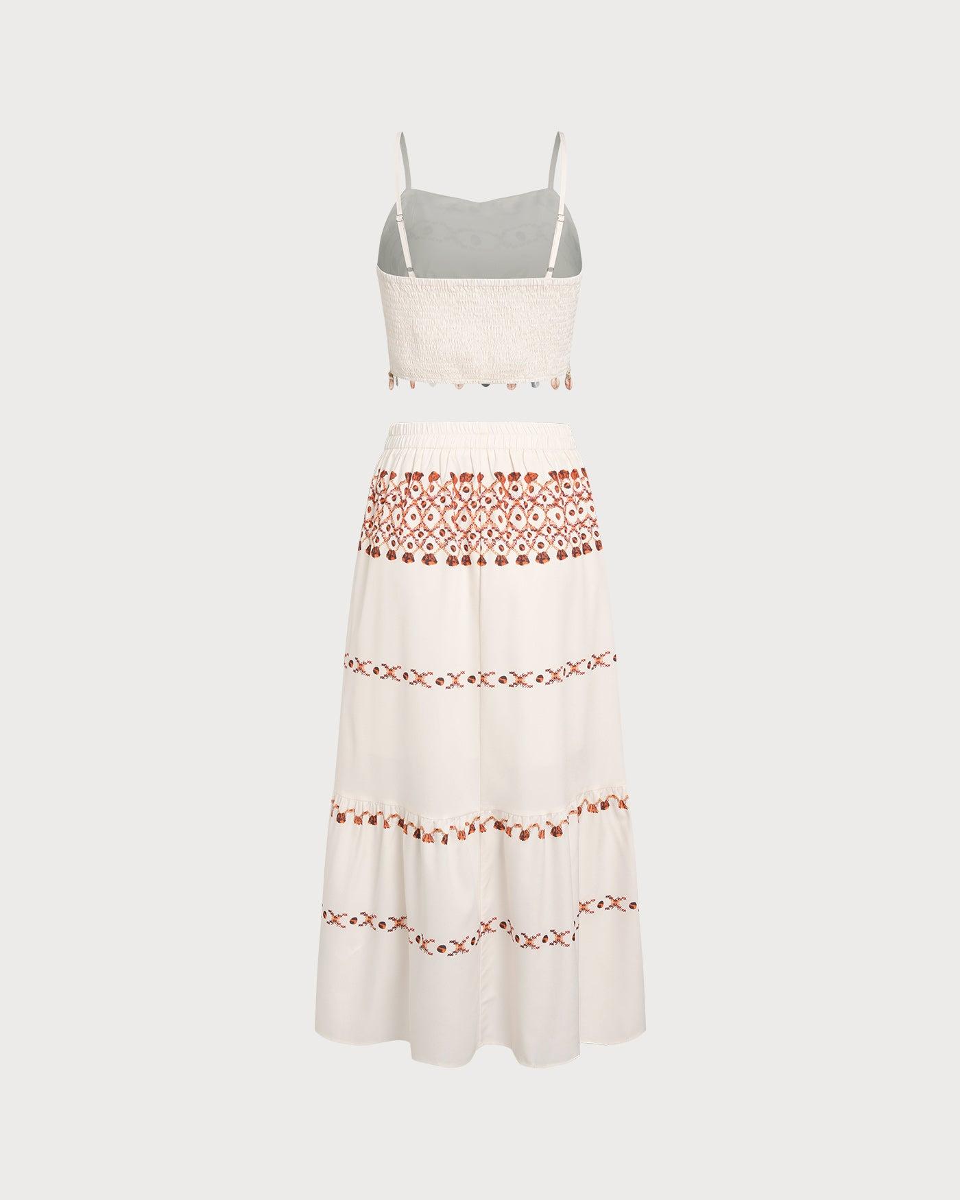 Apricot Elastic Waist Two-Piece Skirt Set Product Image