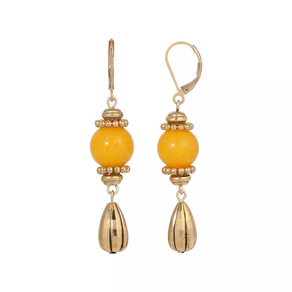 1928 Gold-Tone Semi-Precious Drop Earrings, Women's, Yellow Product Image