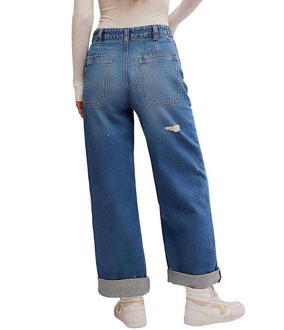 Free People Palmer Mid Rise Relaxed Button Waist Cuffed Jeans Product Image