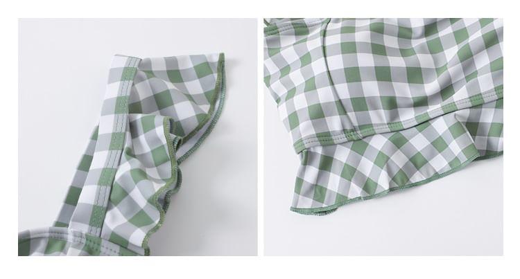 Set: Ruffle Trim Tankini Top + Asymmetrical Swim Skirt Product Image