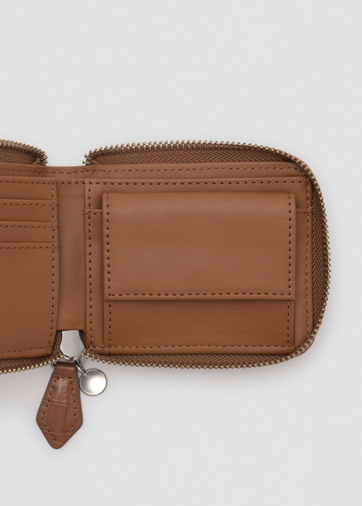 Croco leather-effect mini wallet - Women | MANGO USA Product Image