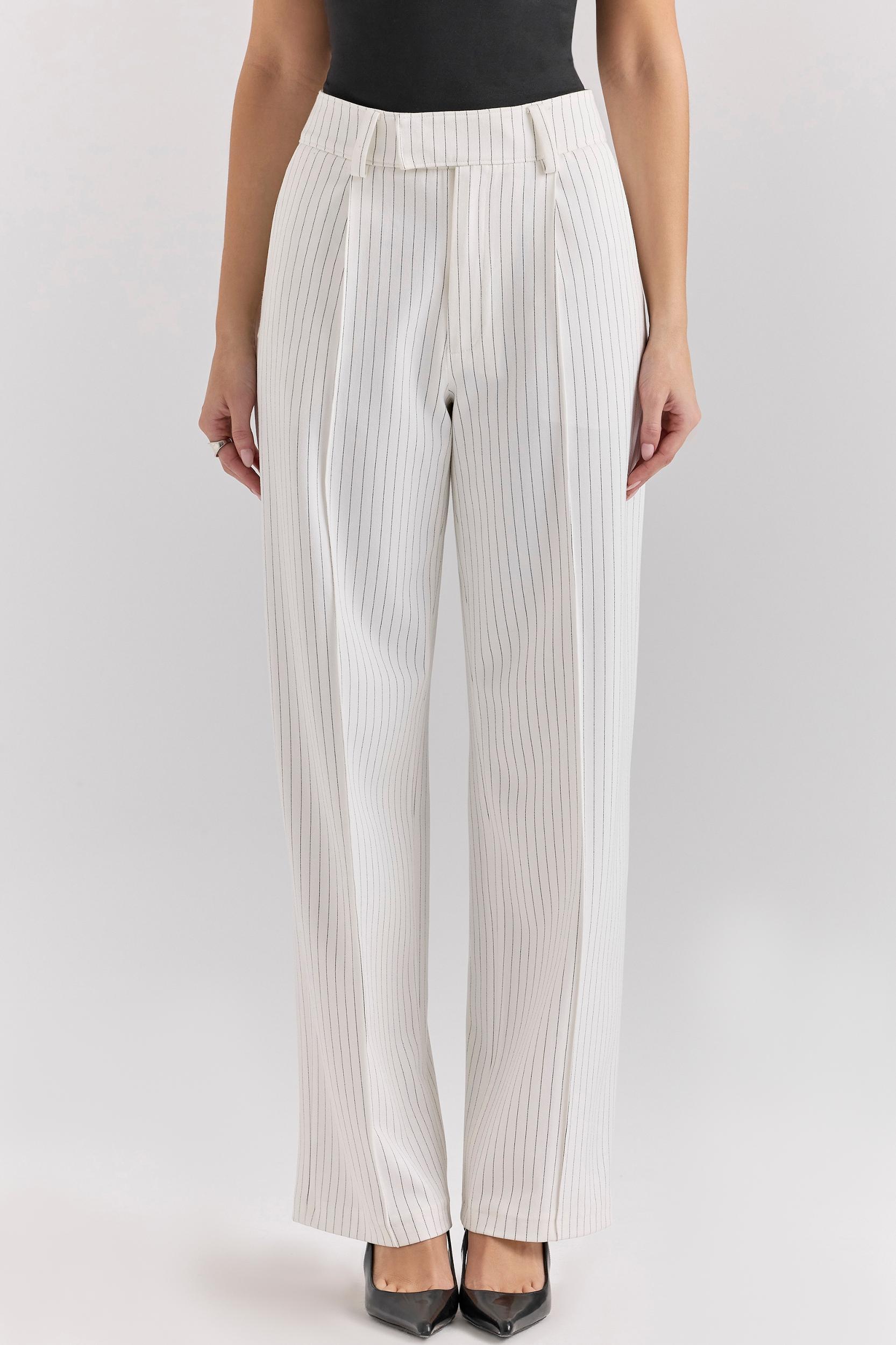 Hayden  white pinstripe high waist tailored trousers - sale Product Image
