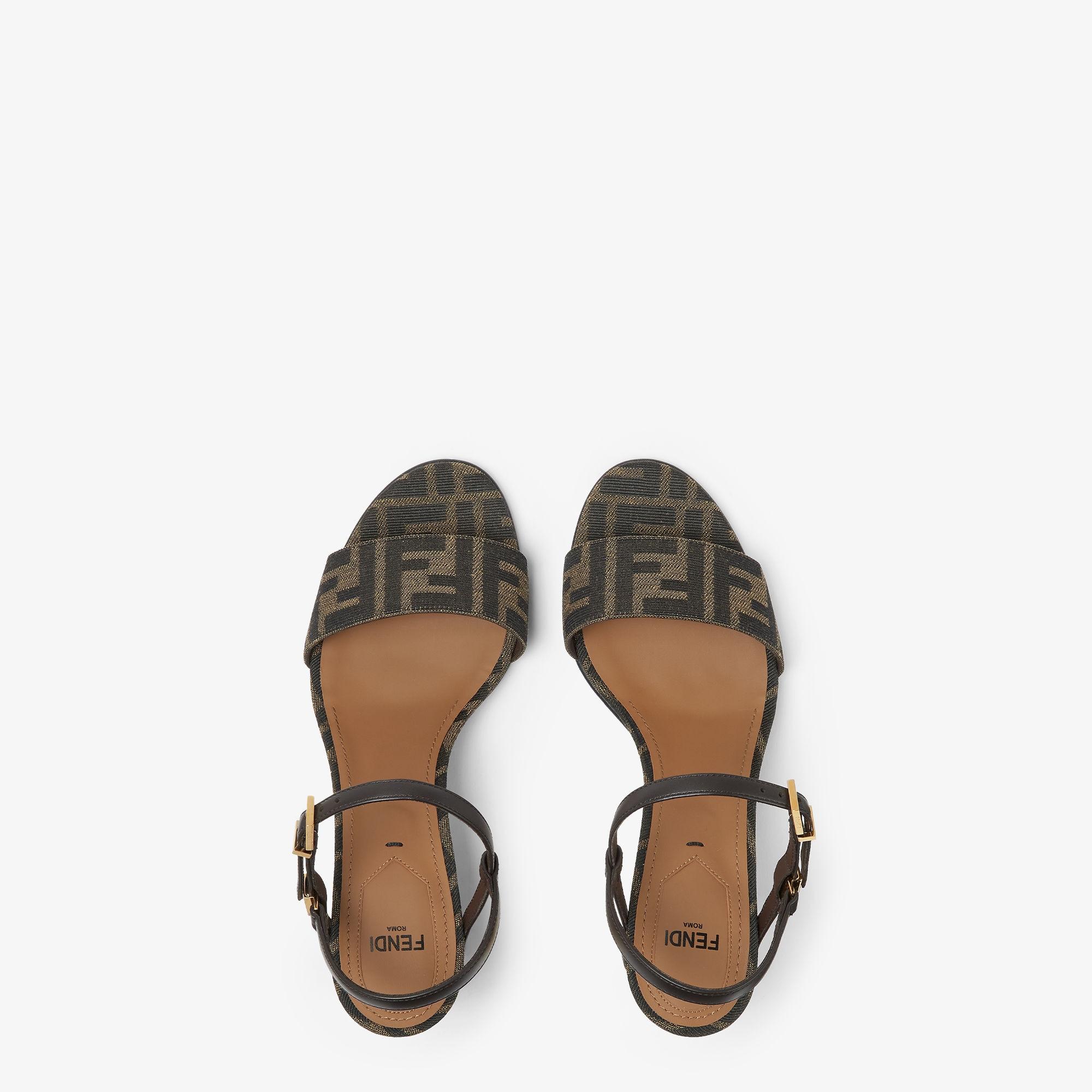 DelfinaBrown FF jacquard medium-heeled sandals Product Image