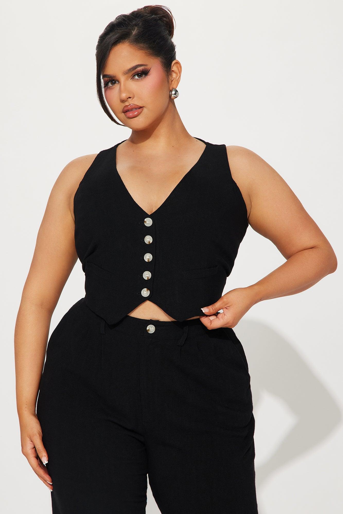 Act Right Linen Pant Set - Black Product Image