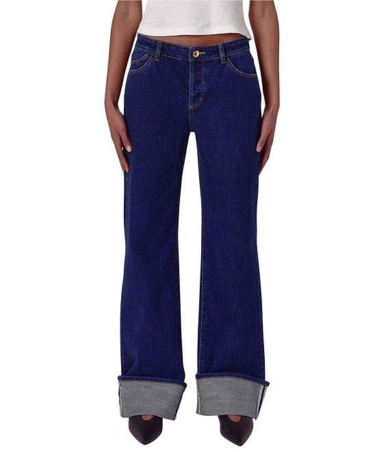 Rolla's Heidi Low Rise Turn Up Straight Leg Cuff Jeans Product Image