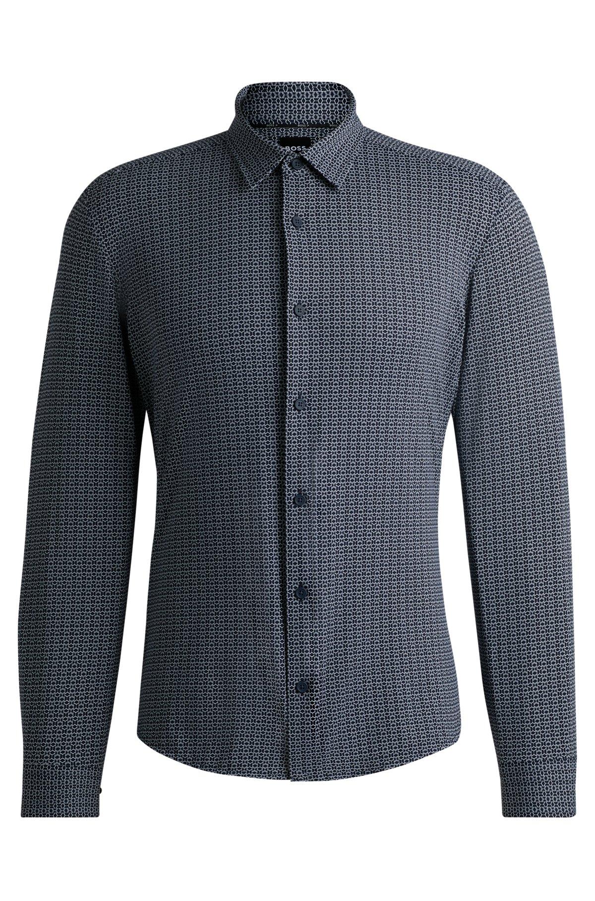 Slim-fit shirt in printed performance-stretch jersey Product Image