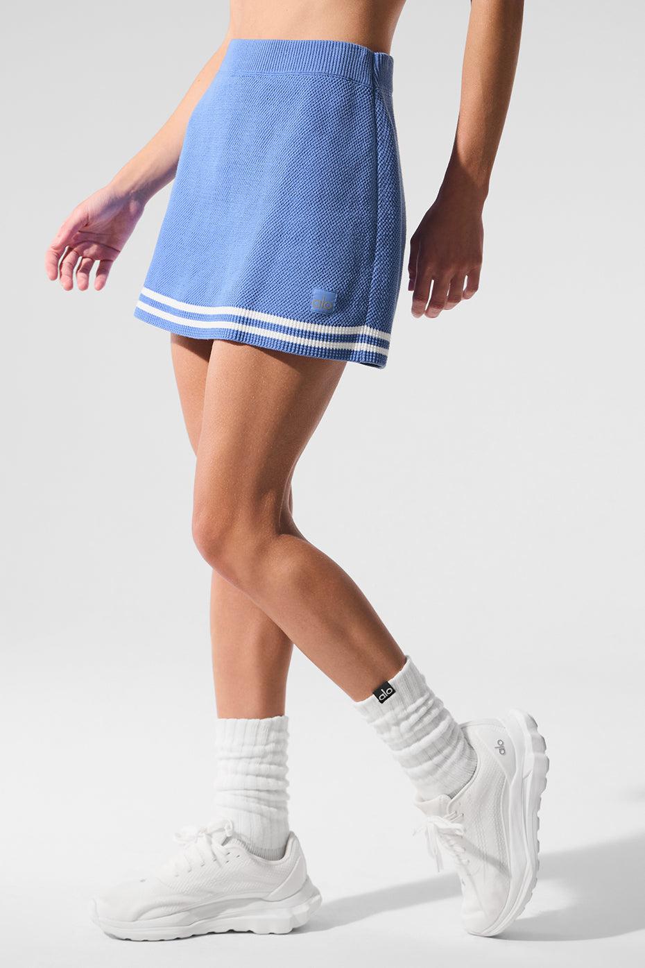 Tennis Club Sweater Knit Skirt - Crystal Clear Blue/White Product Image
