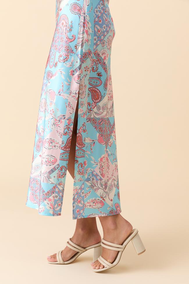 Robin Blue Multi Patchwork Slip Dress Product Image