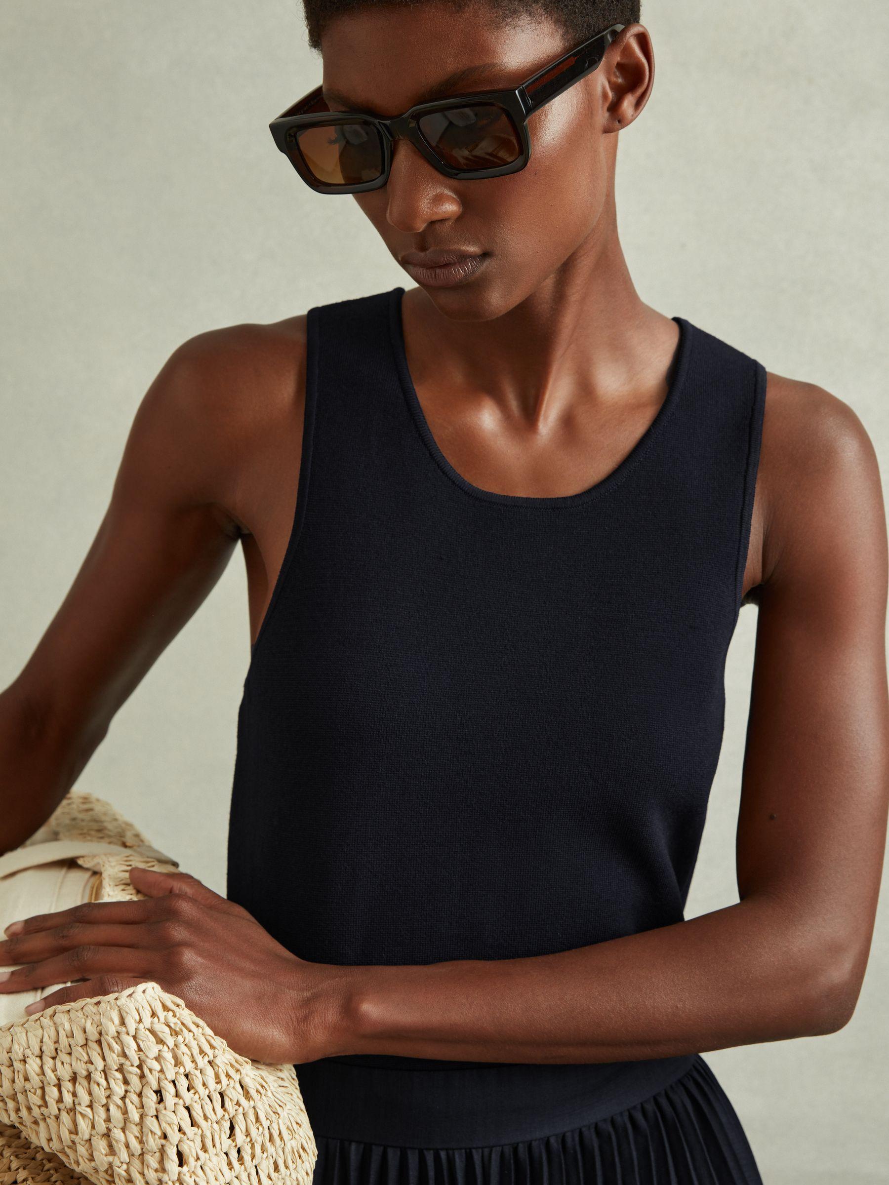 Knit Hybrid Midi Dress in Navy Product Image