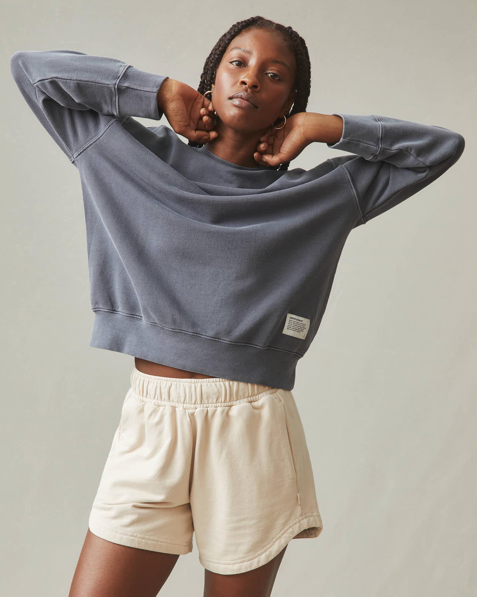 Women's Relaxed French Terry Crew - Metropolitan Grey Female Product Image