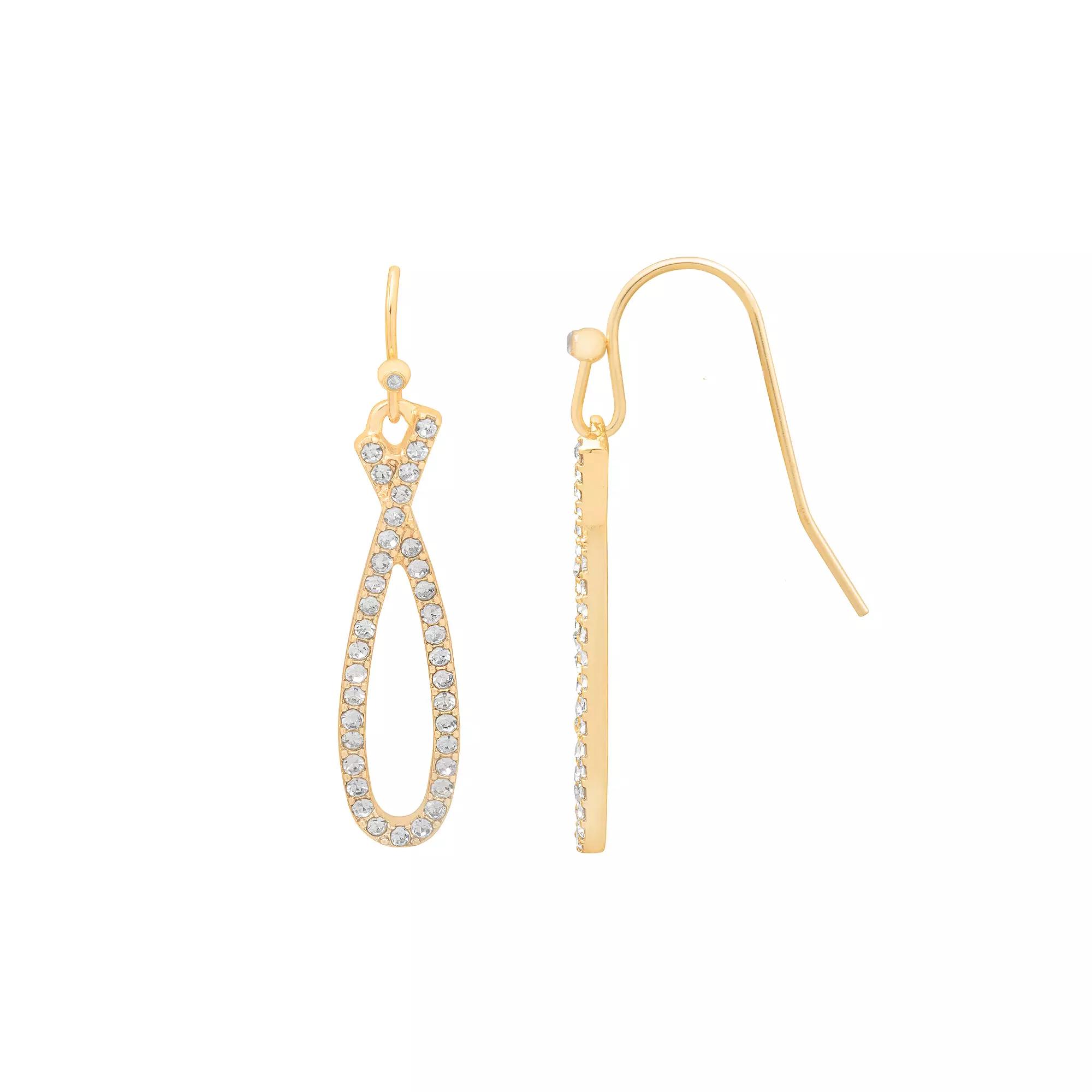 LC Lauren Conrad Gold Tone Pave Drop Earrings, Women's, Clear Product Image