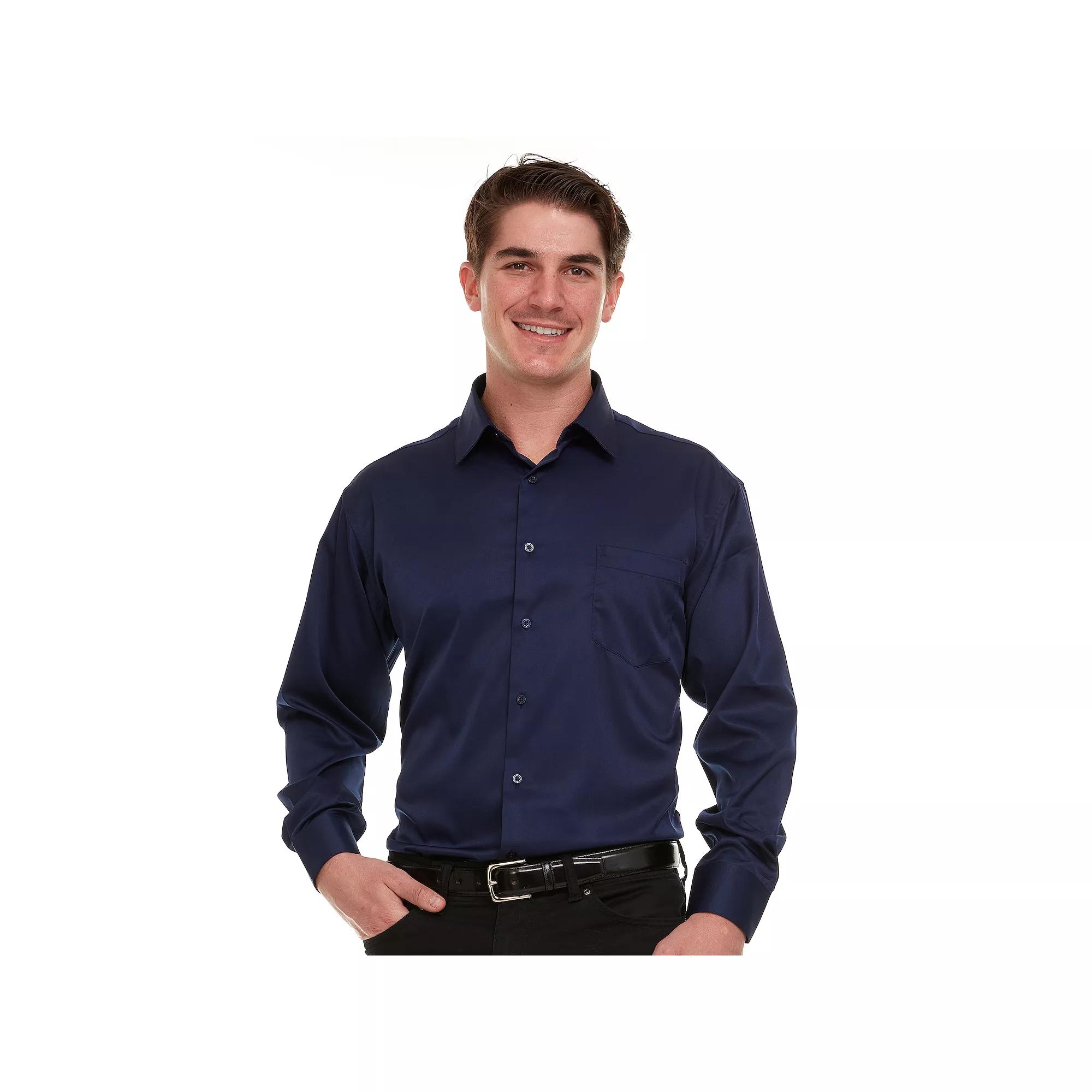 Men's Geoffrey Beene Regular-Fit Sateen Stretch Dress Shirt, Size: 15.5-34/35, Space Blue Product Image