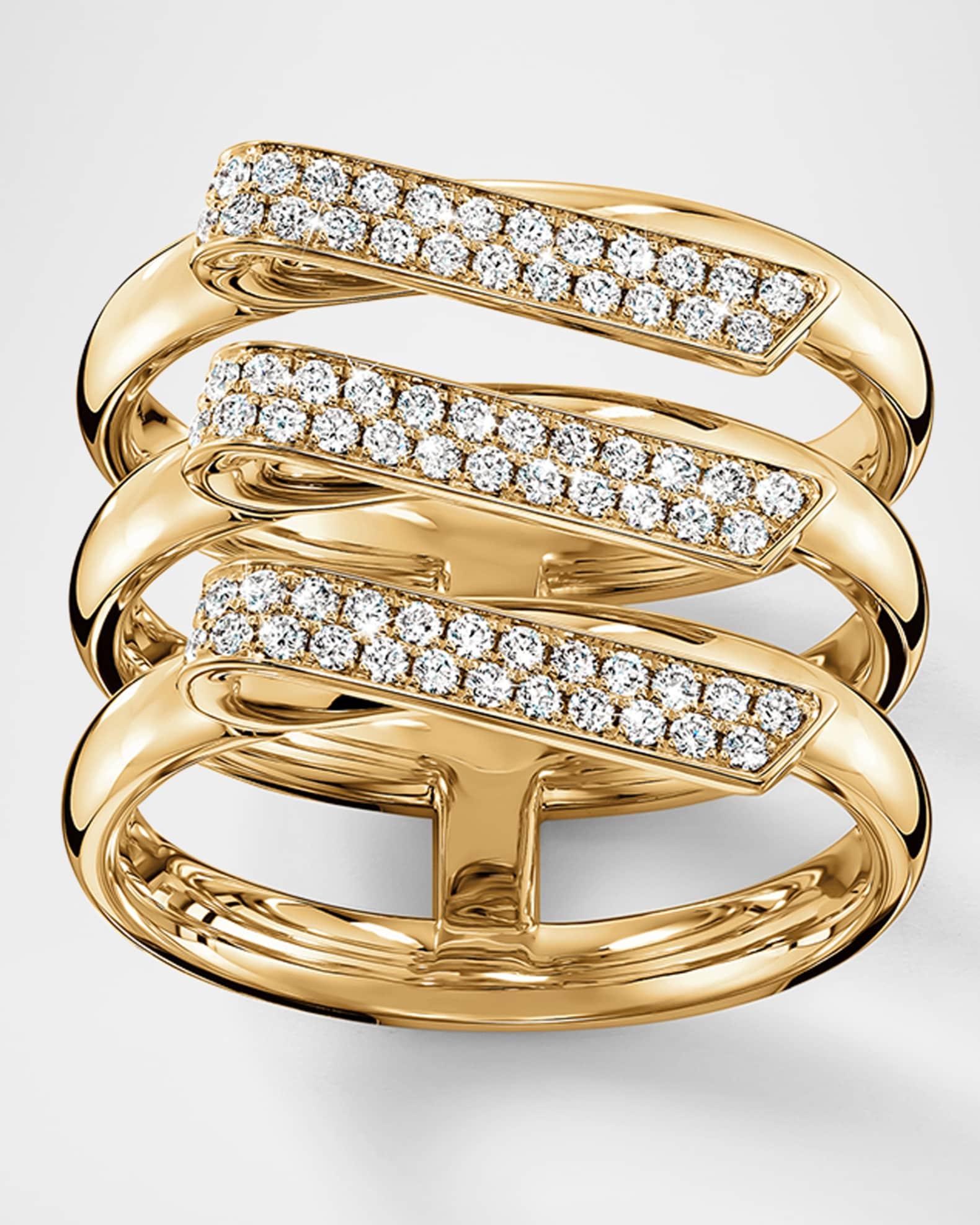 18K Yellow Gold Inside Out Diamond Trio Band Ring Product Image
