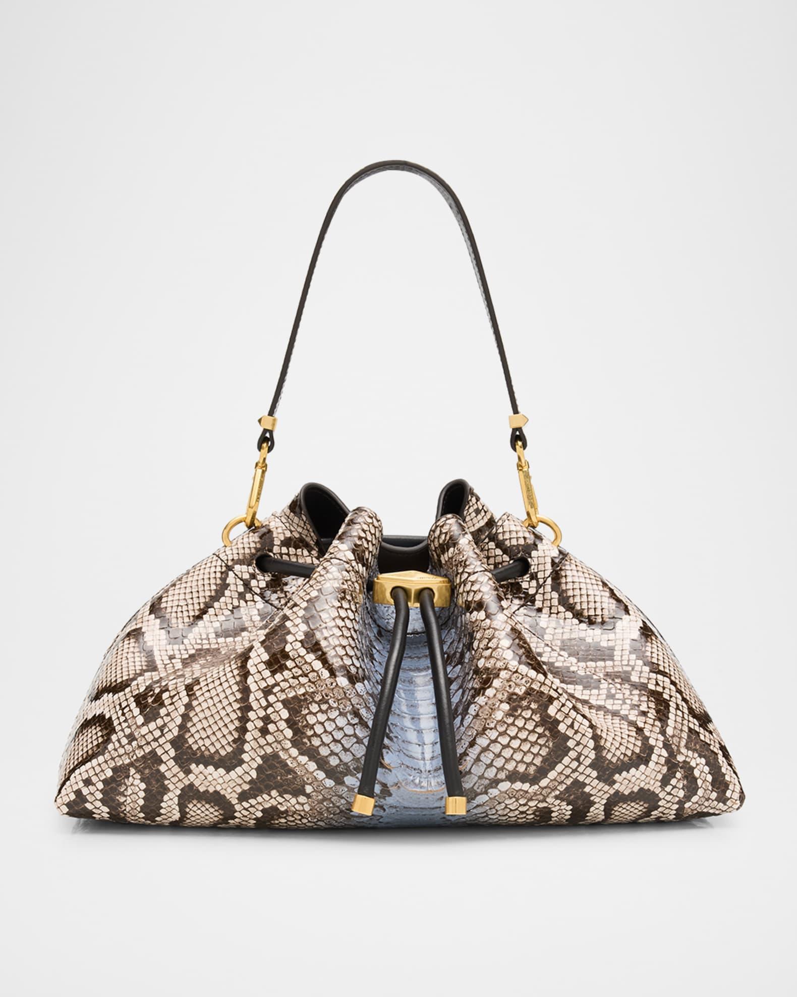 Bon Bon Python-Print Leather Bucket Bag Product Image