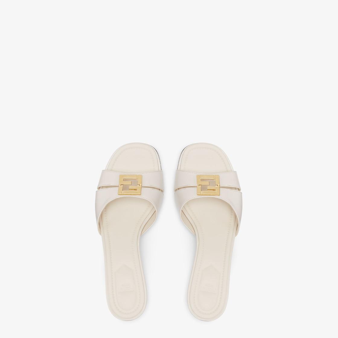 Fendi FFoldWhite leather medium-heeled sandals Product Image