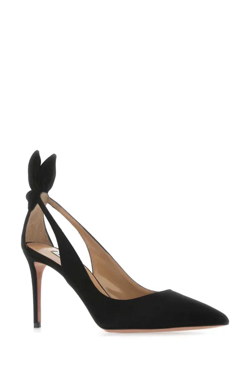 AQUAZZURA Bow Tie 85 Suede Pumps In Black Product Image