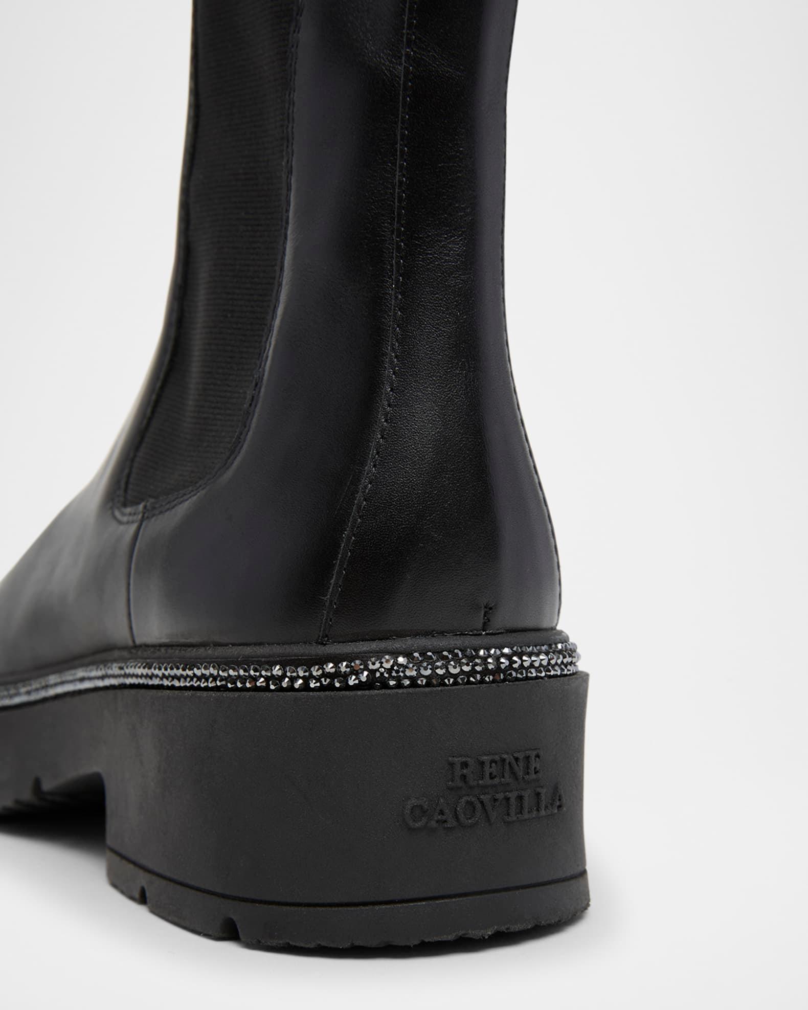 Leather Strass Combat Booties Product Image