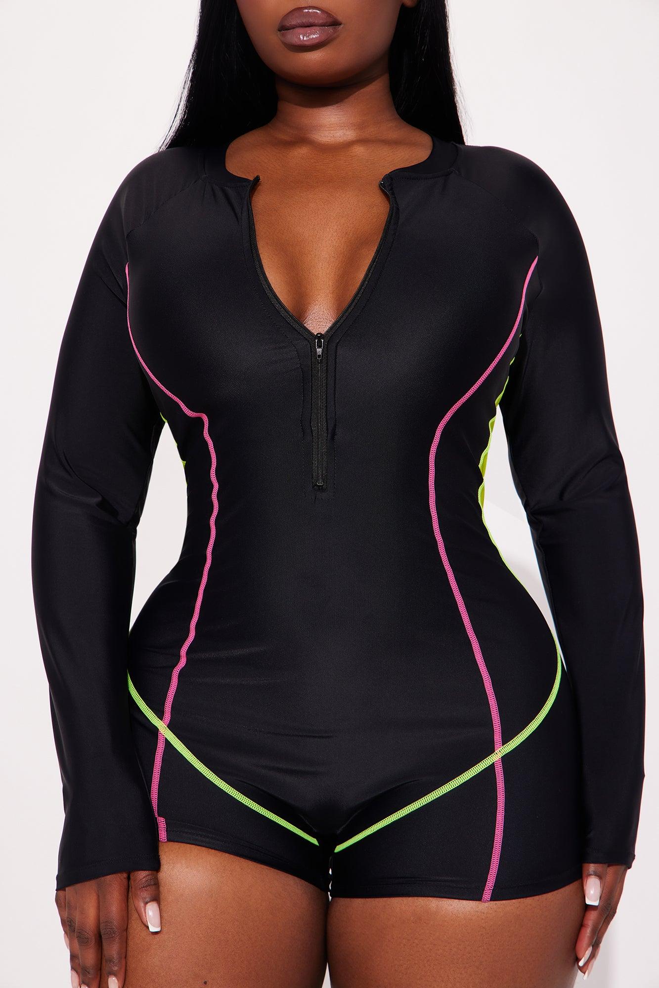 Lisa 1 Piece Rashguard Swimsuit - Black/combo Product Image