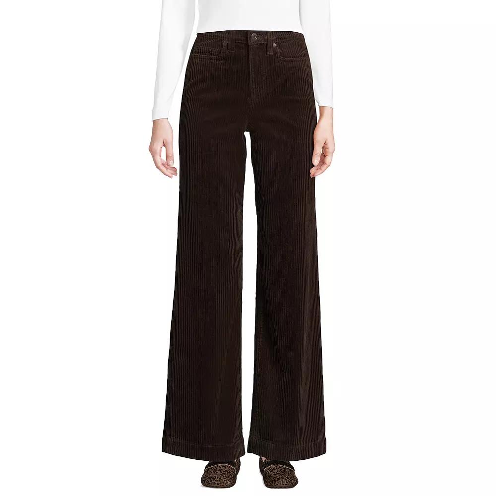 Women's Lands' End High Rise Wide Leg Corduroy Pants,  Product Image