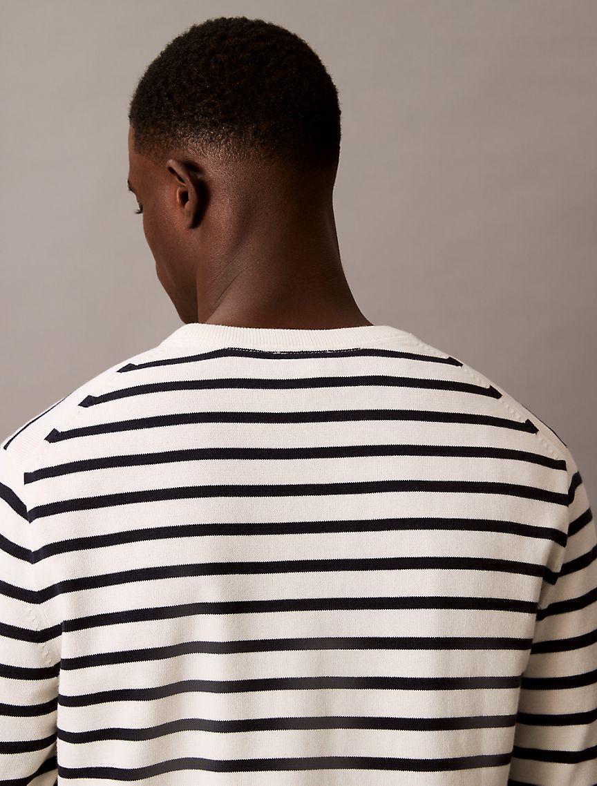 Smooth Cotton Striped Classic Sweater Product Image