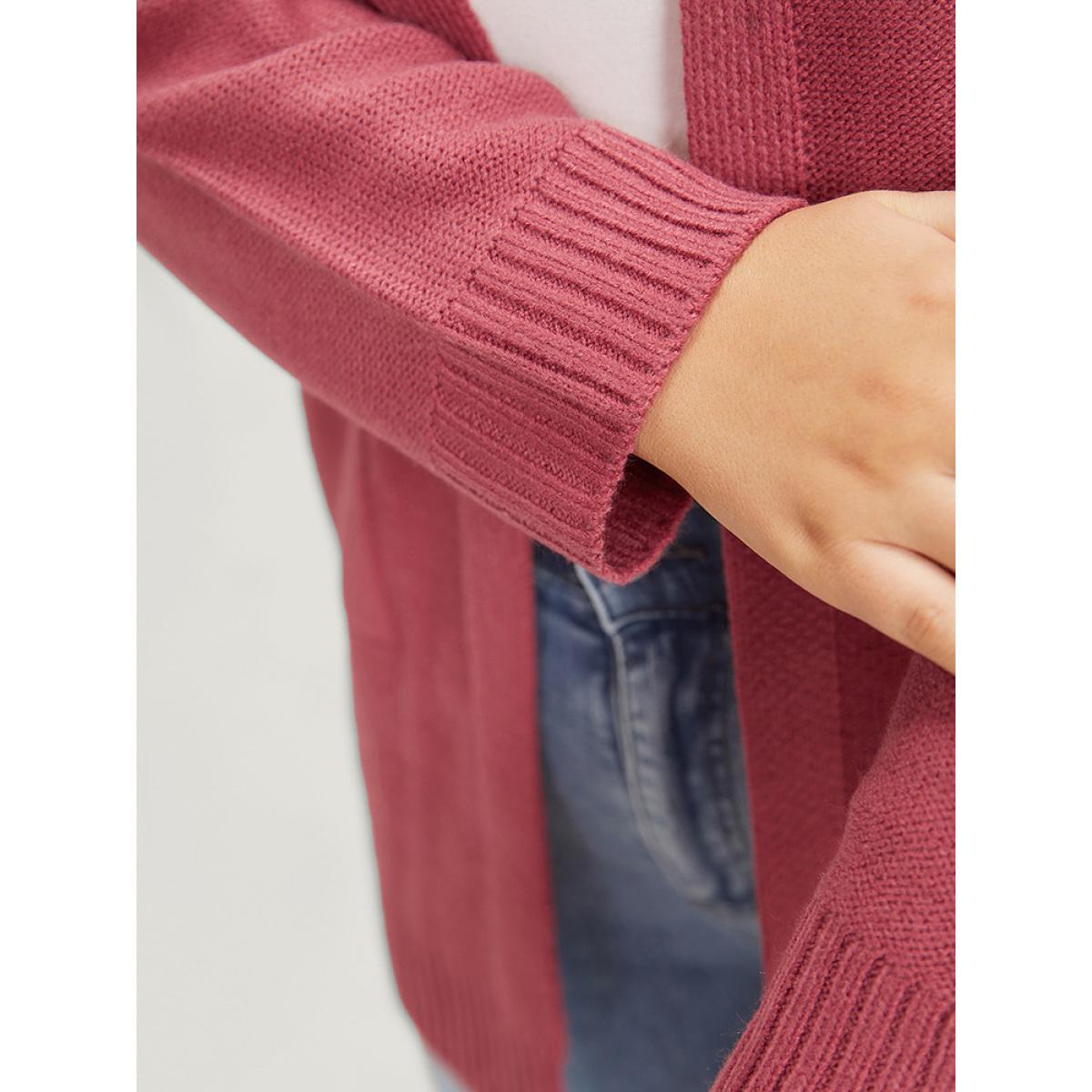 Plus Size Solid Patched Pocket Open Front Long Sleeve Cardigan Russet Women Casual Loose Long Sleeve Everyday Cardigans BloomChic 22-24/3X Product Image