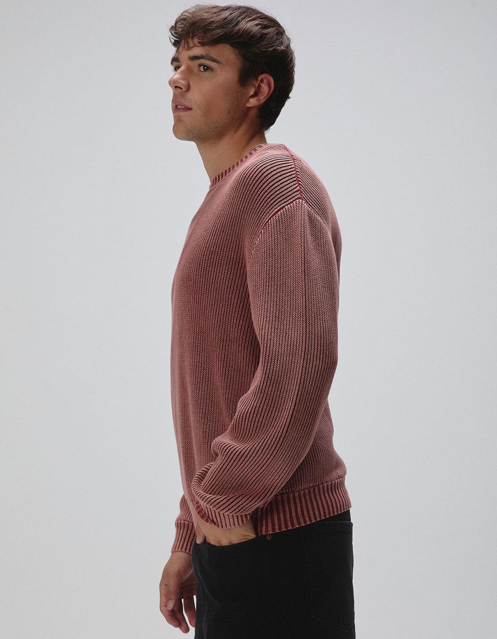 RSQ Mens Washed Ribbed Sweater - RED Product Image