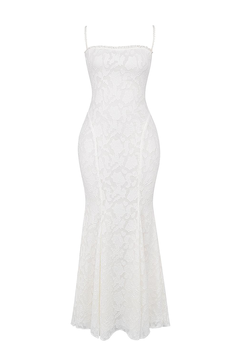 Joan  ivory lace up back maxi dress Product Image