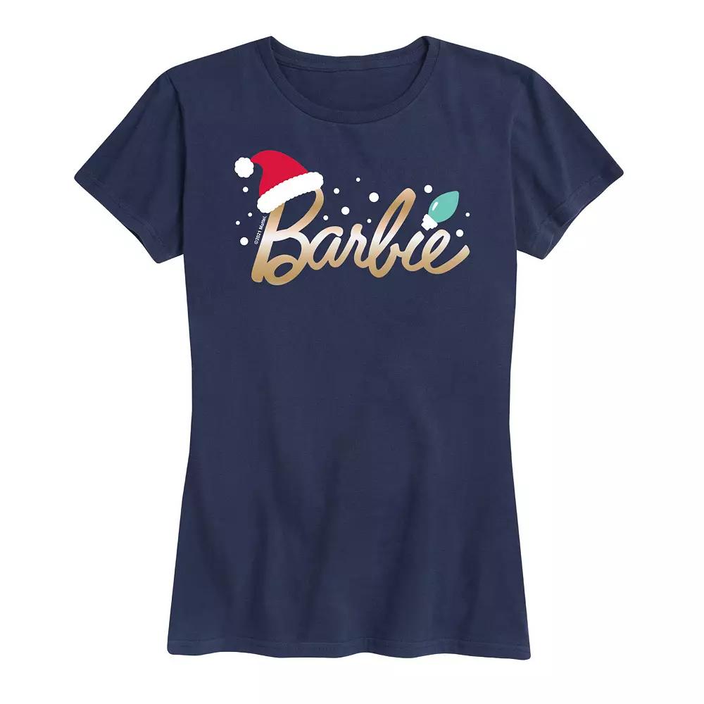 Women's Barbie® Logo Santa Hat Graphic Tee, Girl's,  Product Image
