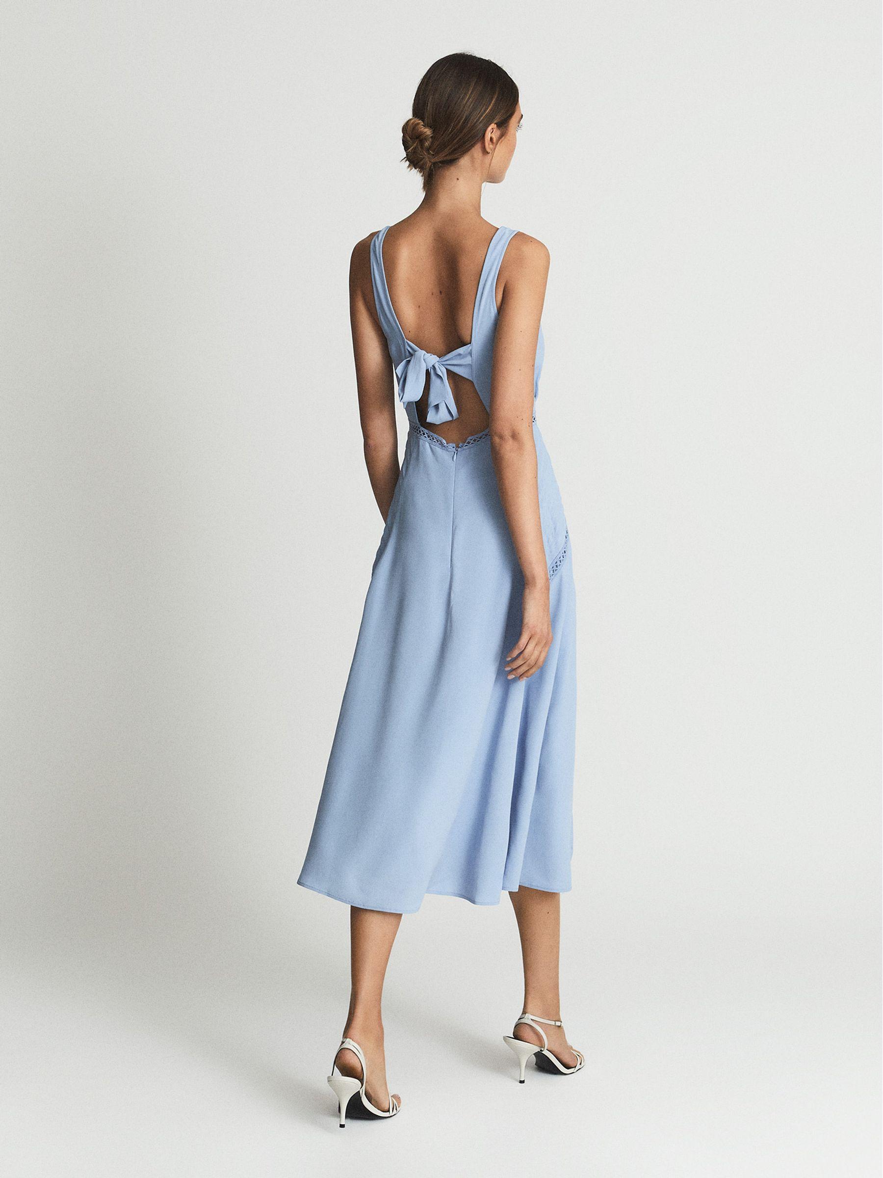 Lace Trim Midi Dress in Blue Product Image